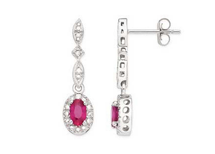 Rhodium Plated CZ Studded Gemstone Dangle Earring